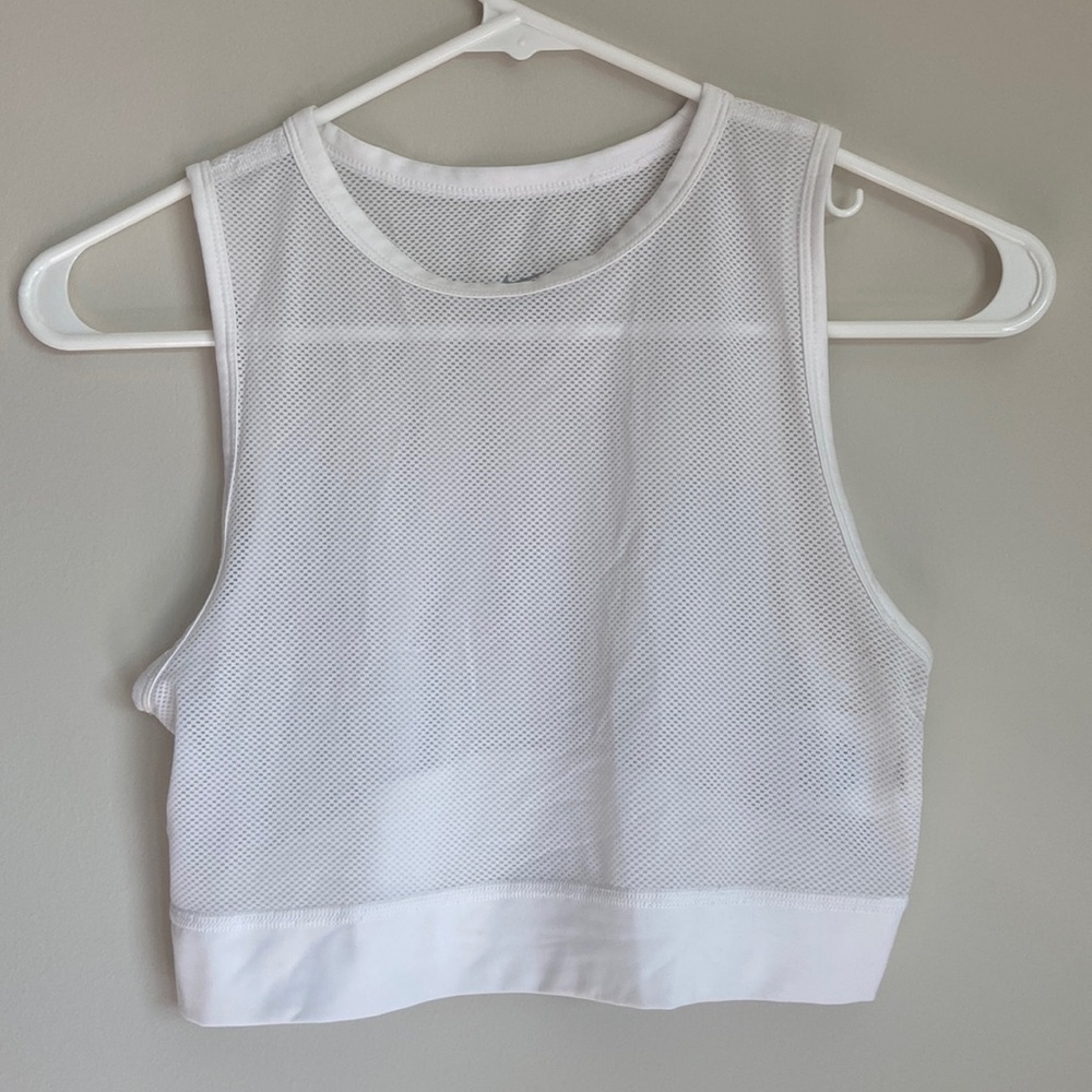 Nike White Sleeveless Mesh Tank Top